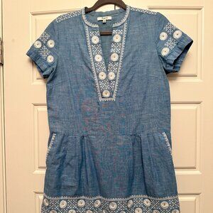 Madewell denim embroidered dress